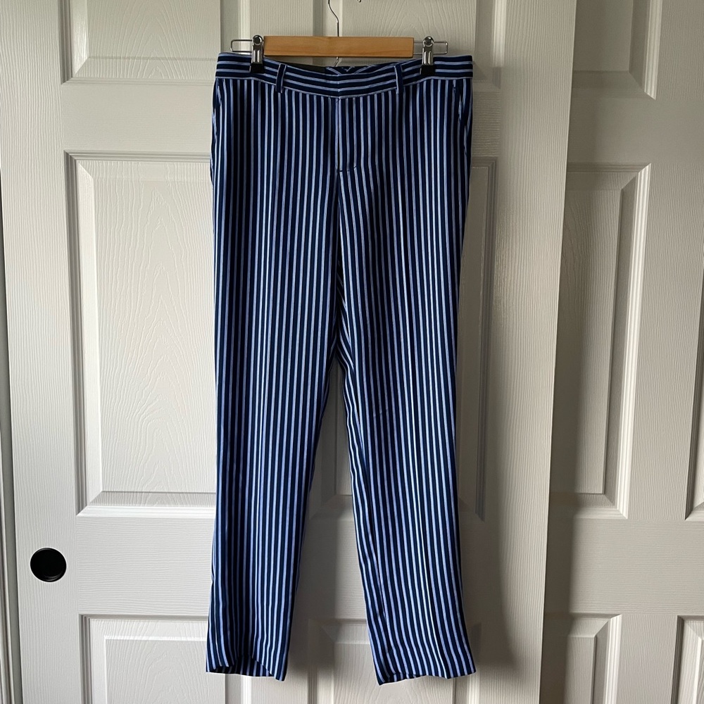NWT Blue Striped Banana Republic Ryan Mid-Rise Slim Fit Straight Leg Pants
